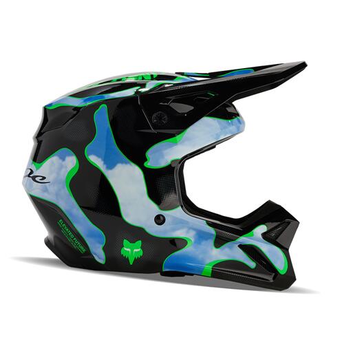 Fox Moto 2024 V1 Atlas Helmet Mips Ce Black Green Moto Hyper Ride   26412 31376 151 1 L 