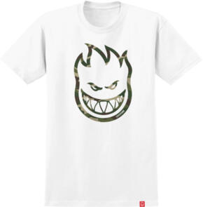 SPITFIRE BIGHEAD OUTLINE FILL S/S T-SHIRT WHITE W/ FORREST CAMO PRINT