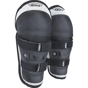 FOX RACING MOTO 2025 MX PEEWEE TITAN KNEE/SHIN GUARD-BLACK/SILVER-OS BLACK/SILVER