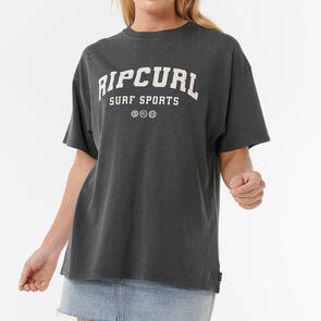 RIP CURL VARSITY SPORTS HERITAGE TEE WASHED BLACK