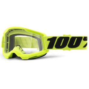 100% 2021 STRATA 2 YOUTH MOTO GOGGLE YELLOW - CLEAR