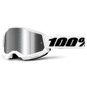 100% 2025 STRATA 2 GOGGLE WHITE MIRROR SILVER LENS