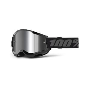 100% STRATA 2 GOGGLE BLACK SILVER MIRROR LENS