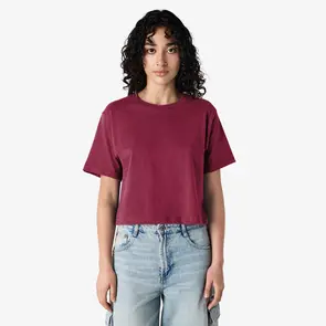 AMERICAN APPAREL 102 WOMEN'S FINE JERSEY BOXY T-SHIRT - BURGUNDY