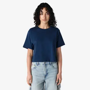 AMERICAN APPAREL 102 WOMEN'S FINE JERSEY BOXY T-SHIRT - SEA BLUE
