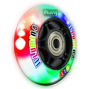 CRAZY SKATES 80MM ILLUMIN8 WHITE LED LIGHT-UP INLINE WHEEL