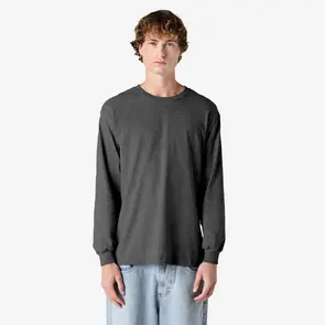 AMERICAN APPAREL 1304 HEAVYWEIGHT COTTON UNISEX LONG SLEEVE T-SHIRT - CHARCOAL HEATHER