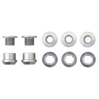 WOLF TOOTH CHAINRING BOLTS+NUTS - 5 PCS - RAW SILVER - 6MM