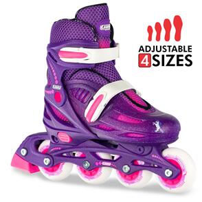 CRAZY SKATES 148 PURPLE GLITTER SIZE ADJUSTABLE INLINE SKATES
