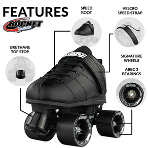 CRAZY SKATES ROCKET BLACK ROLLER SKATES