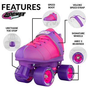 CRAZY SKATES ROCKET PINK/PURPLE ROLLER SKATES
