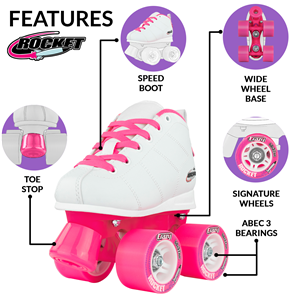 CRAZY SKATES ROCKET JR WHITE ROLLER SKATES