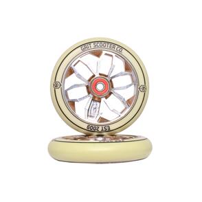 GRIT 120MM X 24MM WHEELS VINTAGE WHITE PU WITH SILVER BRONZE CORE (PAIR)