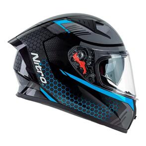 NITRO MOTORCYCLE HELMET N501 BLK/GUNMETAL/BLUE