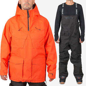 ENDEAVOR SNOWBOARDS 2025 3L SCOUT ANORAK FLAME + 3L SHELTER BIB PANT BLACK