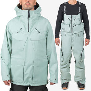 ENDEAVOR SNOWBOARDS 2025 3L SCOUT ANORAK EUCALYPTUS +3L SCOUT REMOVABLE BIB PANT EUCALYPTUS