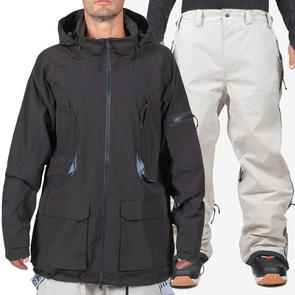 ENDEAVOR SNOWBOARDS 2025 2L PATROL JACKET BLACK + 3L ELITE PANT SAND
