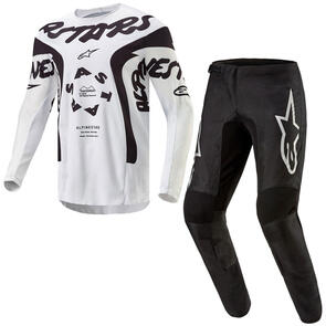 ALPINESTARS 2024 RACER HANA JERSEY WHITE/BLACK + 2026 FLUID GRAPHITE PANTS BLACK/SILVER