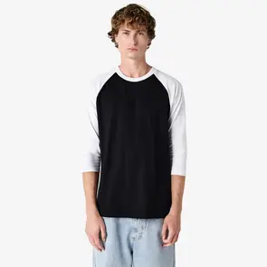 AMERICAN APPAREL 2003CVC CVC RAGLAN T-SHIRT - BLACK/WHITE