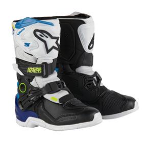 ALPINESTARS TECH-3S KIDS MX BOOTS WHITE/BLACK/ENAMEL BLUE