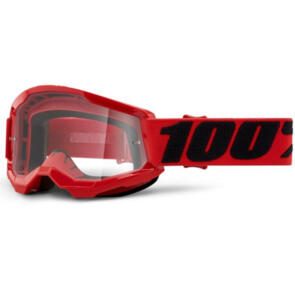 100% 2022 STRATA YOUTH MOTO GOGGLE RED CLEAR LENS