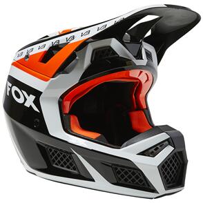 FOX MOTO 2022 V3 RS DVIDE HELMET ECE [BLACK/WHITE/ORANGE]