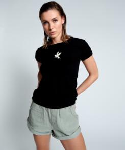 ONE TEASPOON FITTED BOWER BIRD ORGANIC TEE WASHED BLACK