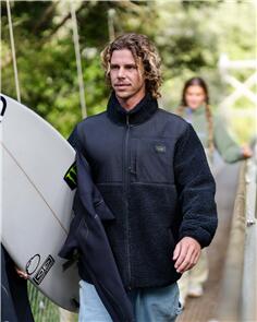 BILLABONG BOUNDARY SUMMIT MOCK NECK ZIP UP FLEECE JACKET BLACK