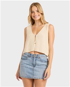 BILLABONG WOMENS NEED NOW KNIT TOP WHITE CAP