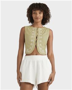 BILLABONG WOMENS YOUR CRUSH CROP TOP LIGHT OLIVE
