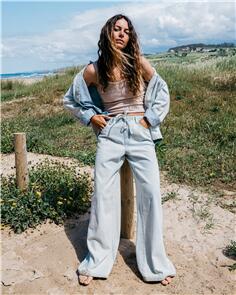 BILLABONG WOMENS JADE SALTWASHED ELASTIC PANTS BLUE MIST