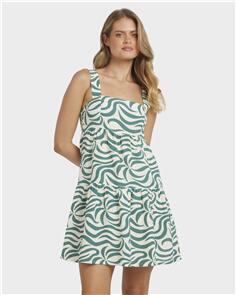 BILLABONG WOMENS ALL THE WAVES MINI DRESS EVERGREEN