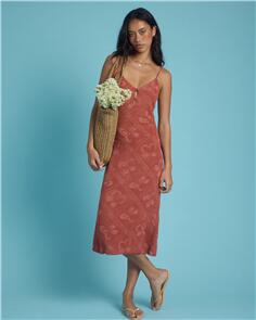 BILLABONG WOMENS SOUL MATE MIDI DRESS DARK CORAL