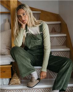 BILLABONG WOMENS VACAY CORDUROY OVERALLS CANTEEN