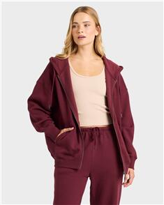 BILLABONG WOMENS WAVE ESSENTIALS ZIP UP HOODIE RED DAHLIA