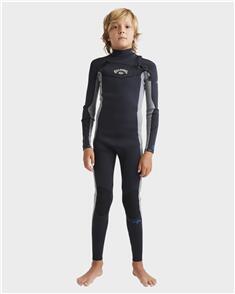 BILLABONG BOYS 3/2MM ABSOLUTE NATURAL CHEST ZIP STEAMER WETSUIT ALLOY