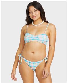 BILLABONG WOMENS CHECK THE WAVES TIE SIDE TANGA BIKINI BOTTOM MULTI