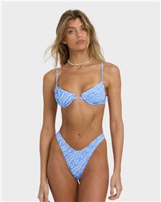 BILLABONG WOMENS MORE THAN WAVES SKIMPY HIKE BIKINI BOTTOM TIDAL BLUE