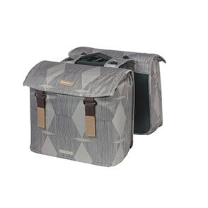 BASIL ELEGANCE DOUBLE PANNIER WITH MIK ADAPTER PLATE, 40-49L, CHATEAU TAUPE