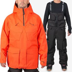 ENDEAVOR SNOWBOARDS 2025 3L SCOUT ANORAK FLAME + 3L SCOUT REMOVABLE BIB PANT BLACK