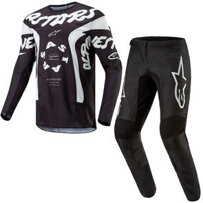 ALPINESTARS 2024 RACER HANA JERSEY BLACK/WHITE + 2026 FLUID GRAPHITE PANTS BLACK/SILVER