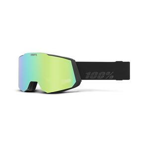 100% SNOWCRAFT GOGGLE BLACK - HIPER GREY-BLUE W/ GREEN MIRROR