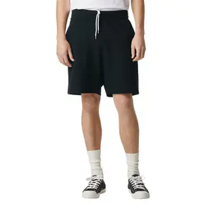 AMERICAN APPAREL 2PQ UNISEX PIQUE GYM SHORTS - BLACK