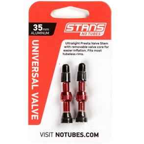 STANS NOTUBES RED - 35MM UNIVERSAL VALVE STEM (CARDED PAIR)
