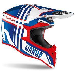 AIROH YOUTH WRAAP BROKEN RED/BLUE HELMET 