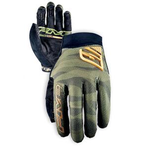 FIVE XR PRO MTB GLOVES CAMO KHAKI/FLURO ORANGE 