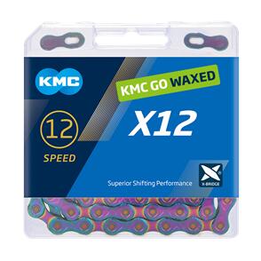 KMC CHAIN KMC 'X12' GO WAXED CHAIN 12SPD  1/2" X 11/128" AURORA BLUE 126 LINKS