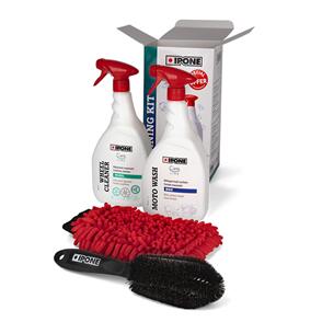 IPONE CLEANING KIT WITH 1L MOTO WASH / 1L WHEEL CLEANER / BRUSH / MITT IPONE