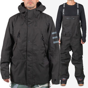 ENDEAVOR SNOWBOARDS 2025 2L RANGER JACKET BLACK + 3L SHELTER BIB PANT BLACK