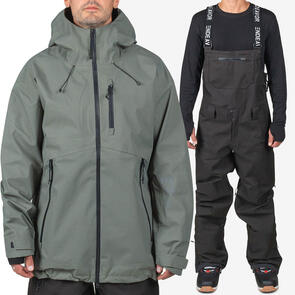 ENDEAVOR SNOWBOARDS 2025 3L SHELTER JACKET MOSS + 3L SHELTER BIB PANT BLACK